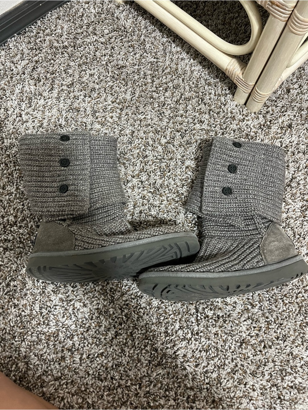 UGG Kids Gray Knit Button Booties